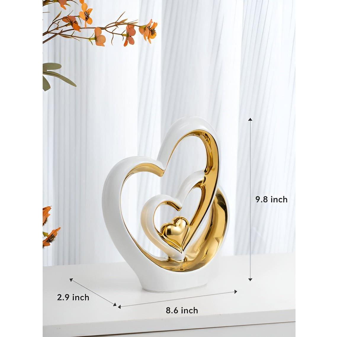 Elegant Porcelain Double Heart Decoration – Timeless Symbol of Love for Home Décor and Room Decor-2