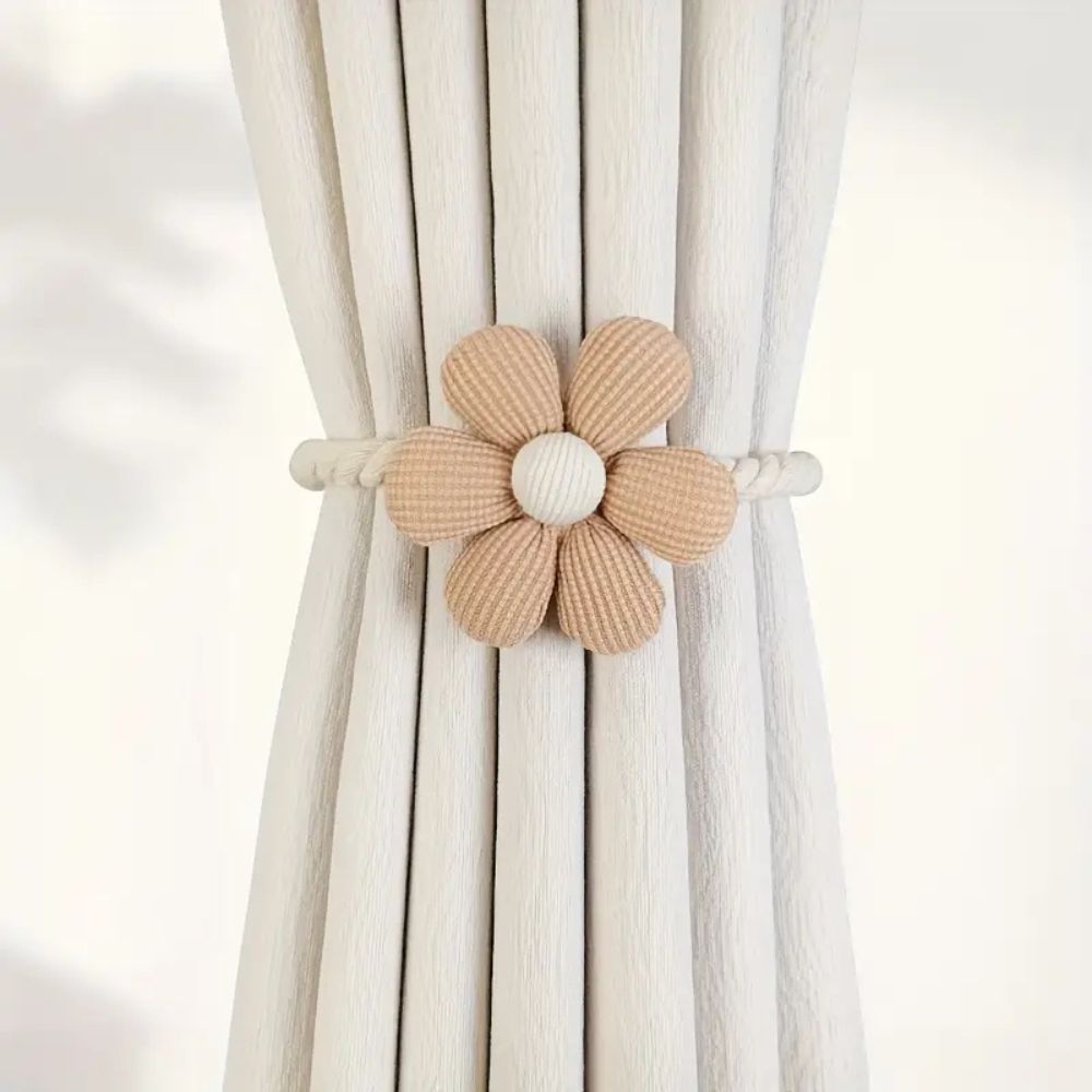 Elegant Magnetic Curtain Tie with Floral Design – 2-Piece Set of Durable Microfibre Blend for Easy Attachment