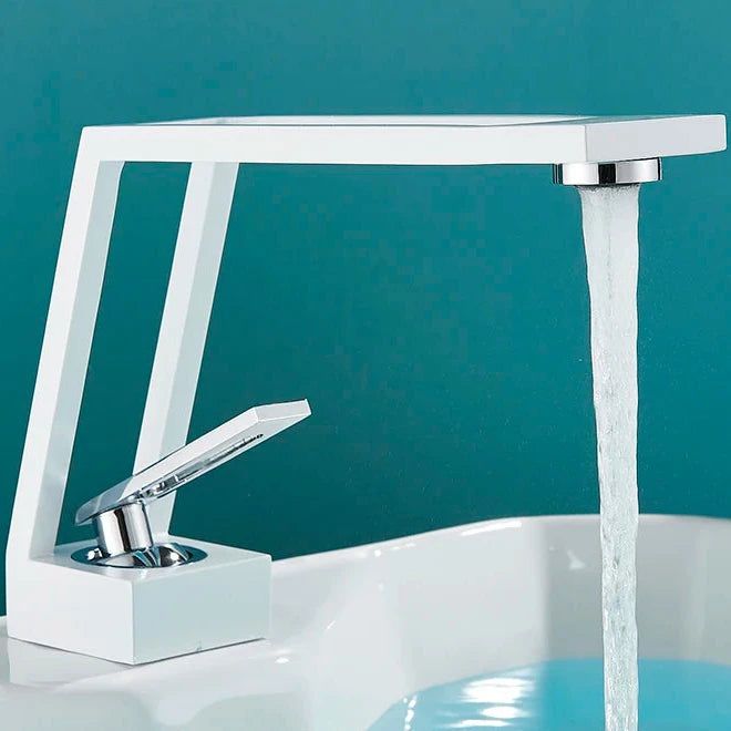Hollow Basin Mixer Tap with Geometric Design and Minimalist Handle - Stainless Steel for Modern Bathroom