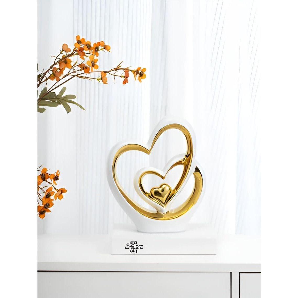 Elegant Porcelain Double Heart Decoration – Timeless Symbol of Love for Home Décor and Room Decor-4