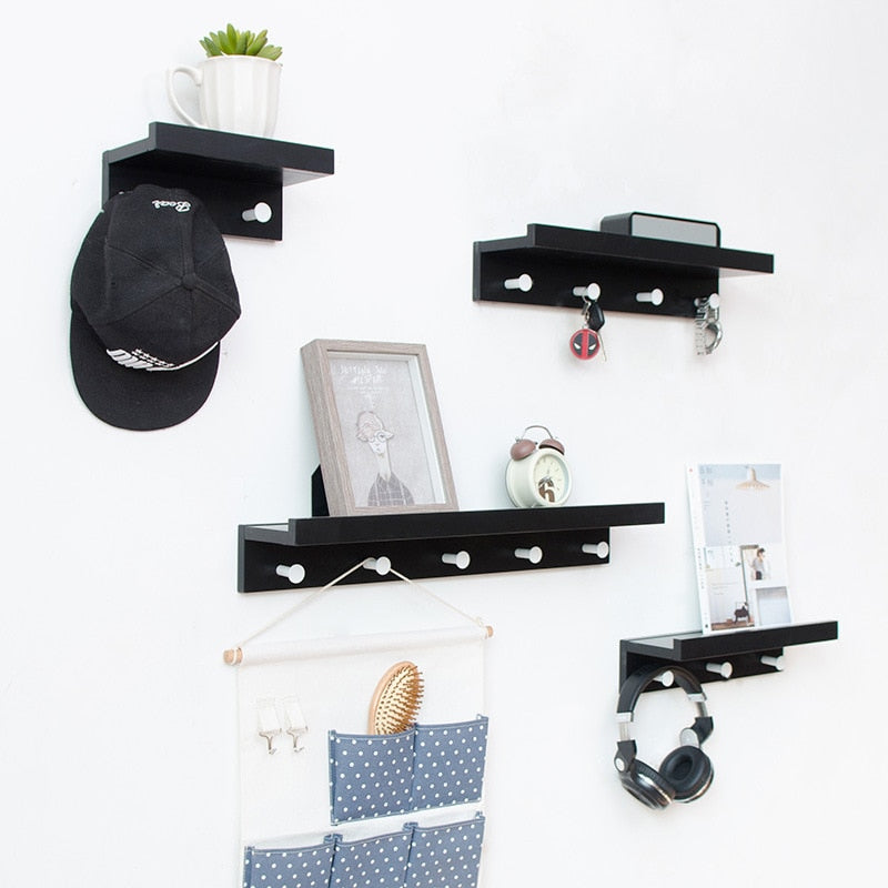 Cooper Wall Storage Shelf with Hooks for Coat Rack Wall Coat Rack