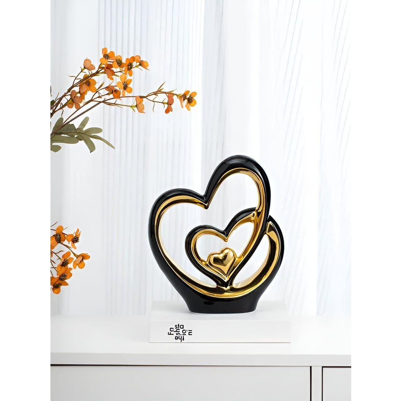 Elegant Porcelain Double Heart Decoration – Timeless Symbol of Love for Home Décor and Room Decor-5