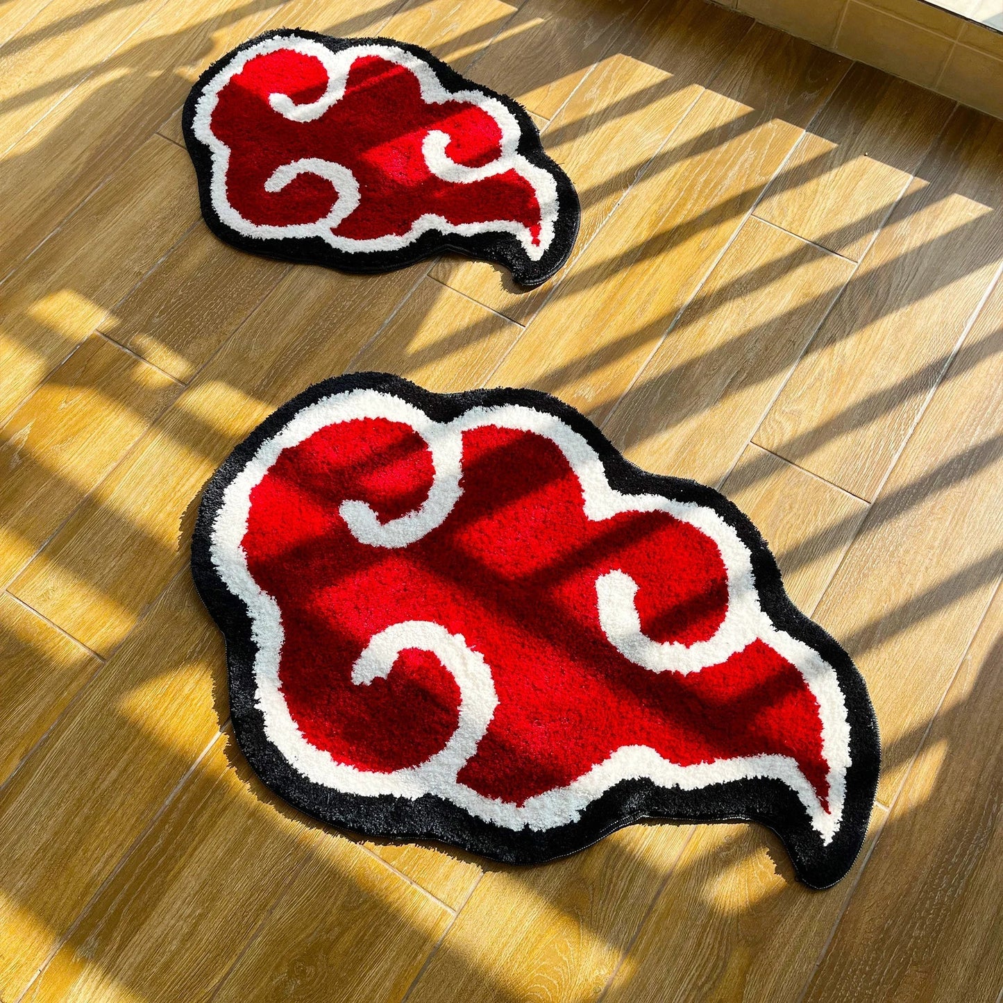 Red Acrylic Rug with Non-Slip Backing – Modern Cloud Mat, Available in 60x42cm and 80x55cm