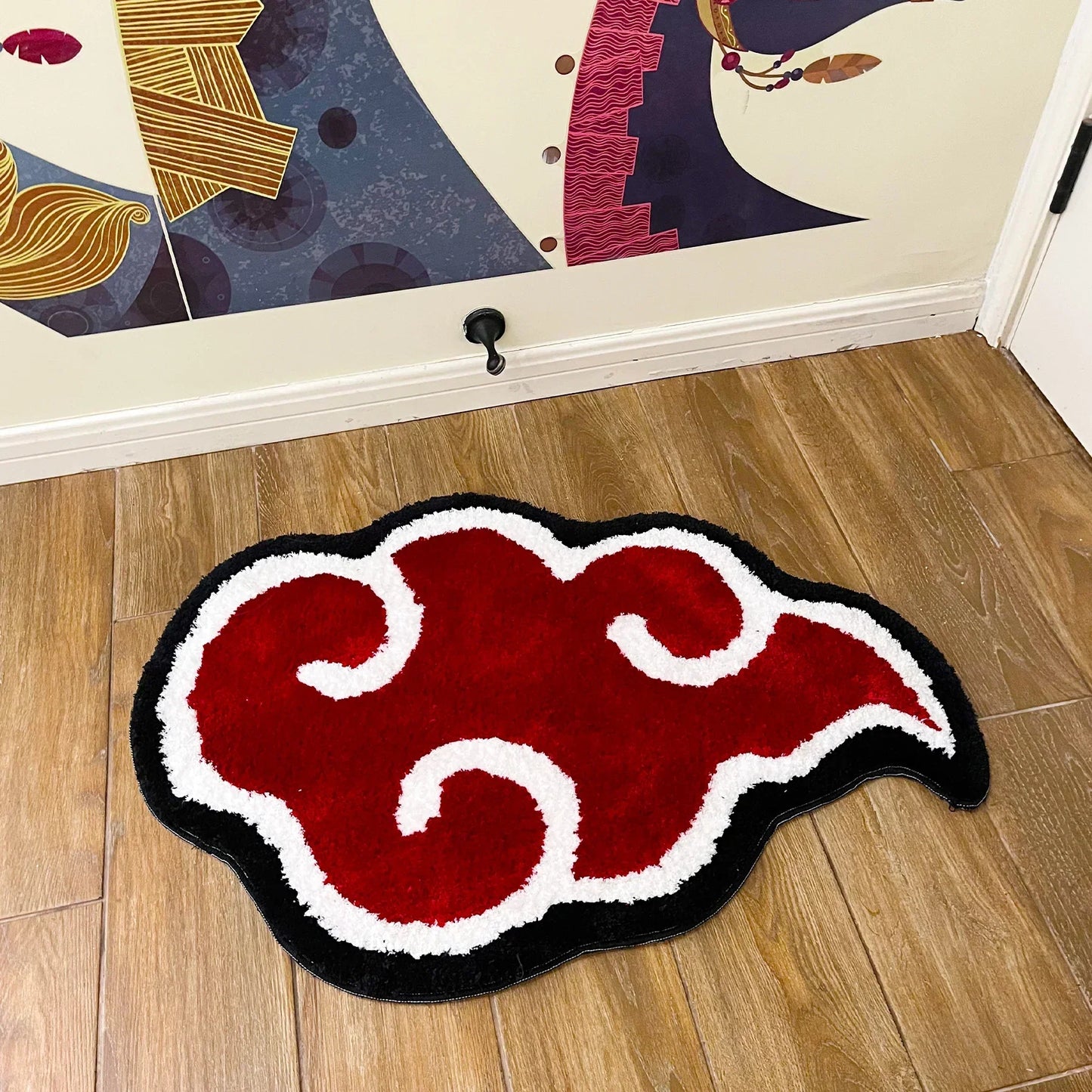 Red Acrylic Rug with Non-Slip Backing – Modern Cloud Mat, Available in 60x42cm and 80x55cm
