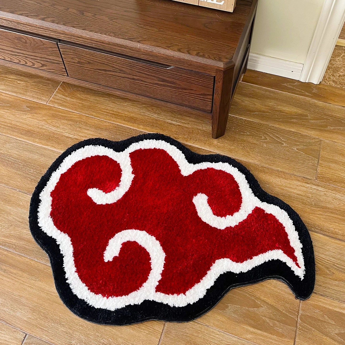 Red Acrylic Rug with Non-Slip Backing – Modern Cloud Mat, Available in 60x42cm and 80x55cm