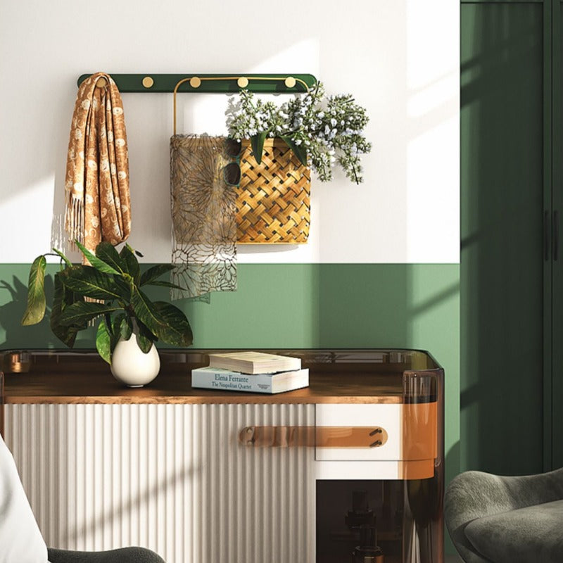 Vintage Green Wall Coat Rack with Hooks for Coats
