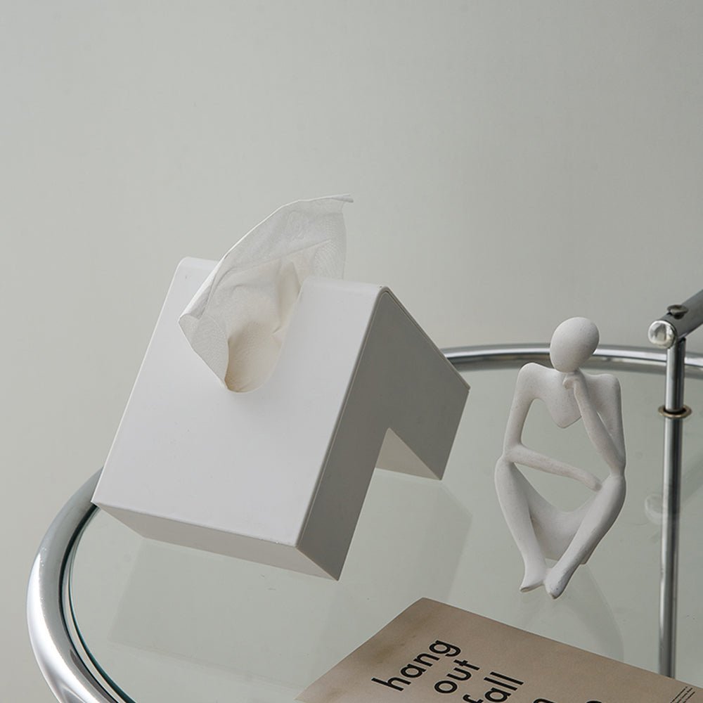 Modern Abstract Plastic Tissue Box with Large Discharge Slot – L-Shaped Design for Home and Office