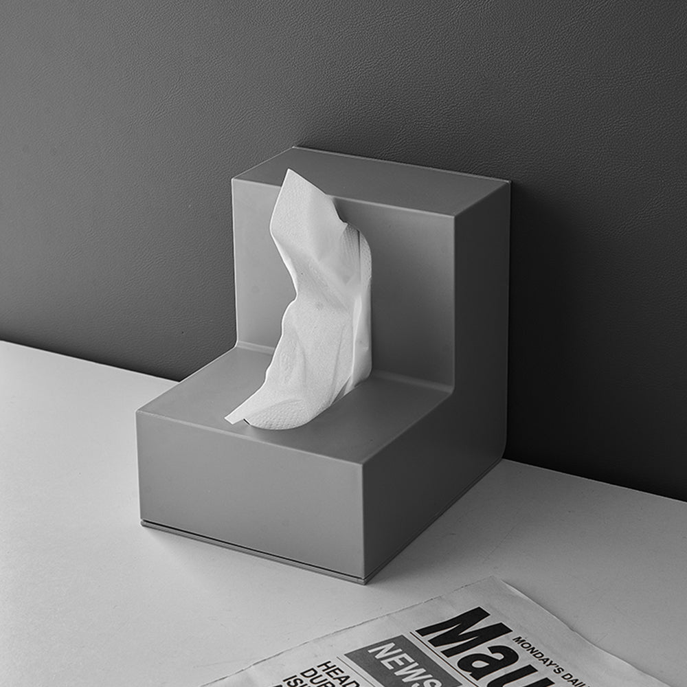 Modern Abstract Plastic Tissue Box with Large Discharge Slot – L-Shaped Design for Home and Office