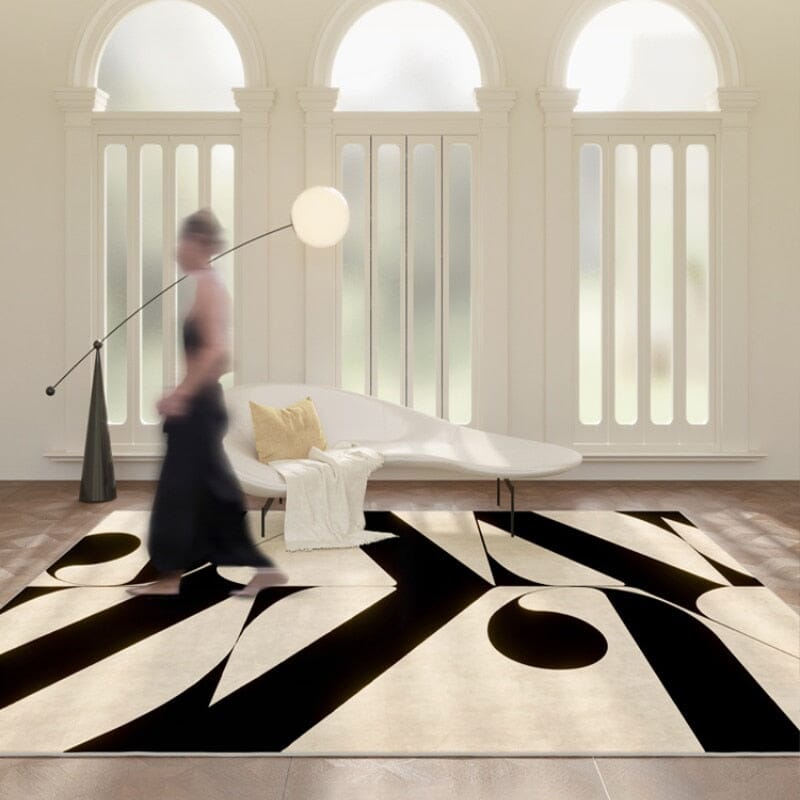 Artistic Black and White Rug – Comfortable and Versatile Carpet for Modern and Classic Interiors