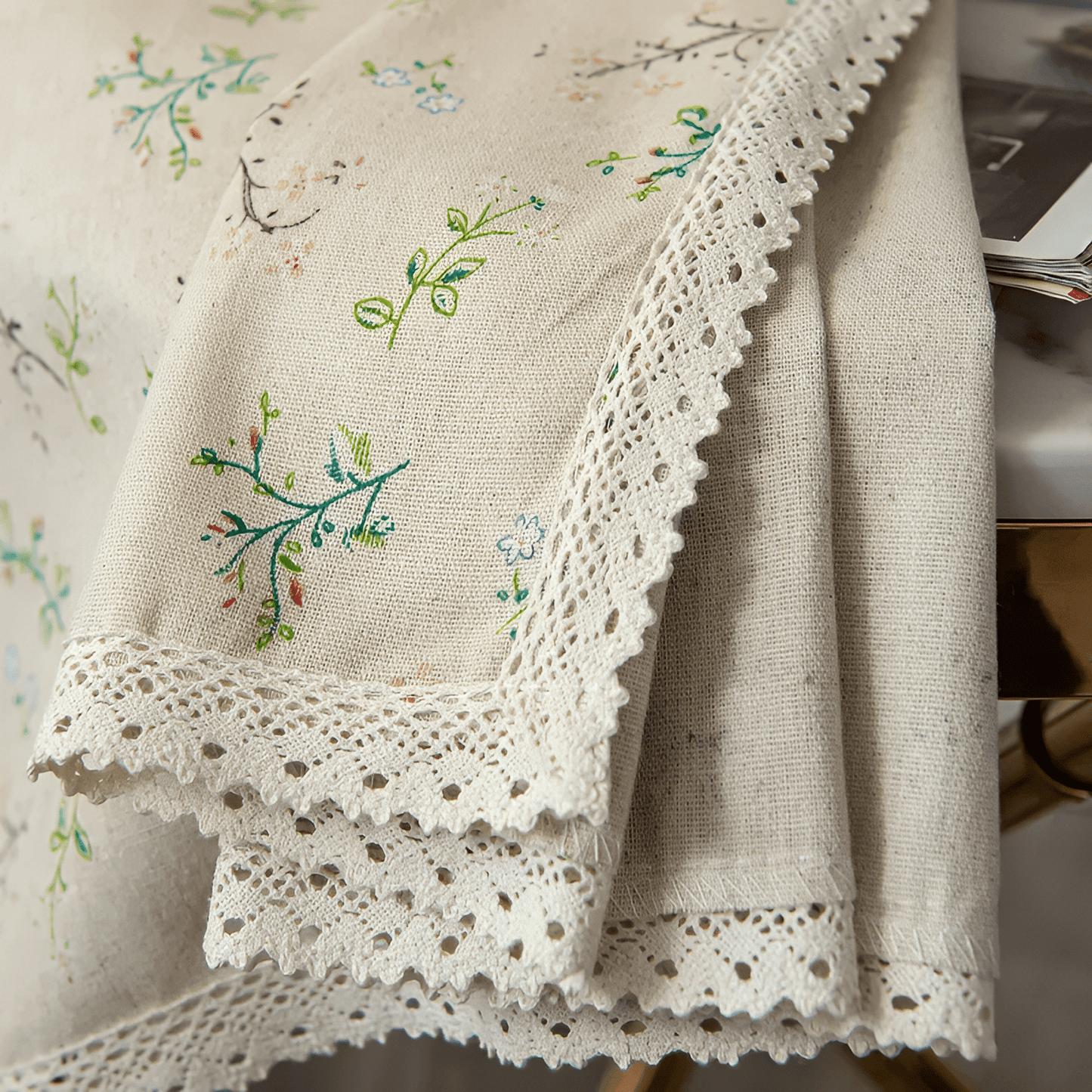 Minimalist Boho Curtains Made from Linen-Polyester with Hand-Stitched Details – Light Filtering and Machine Washable