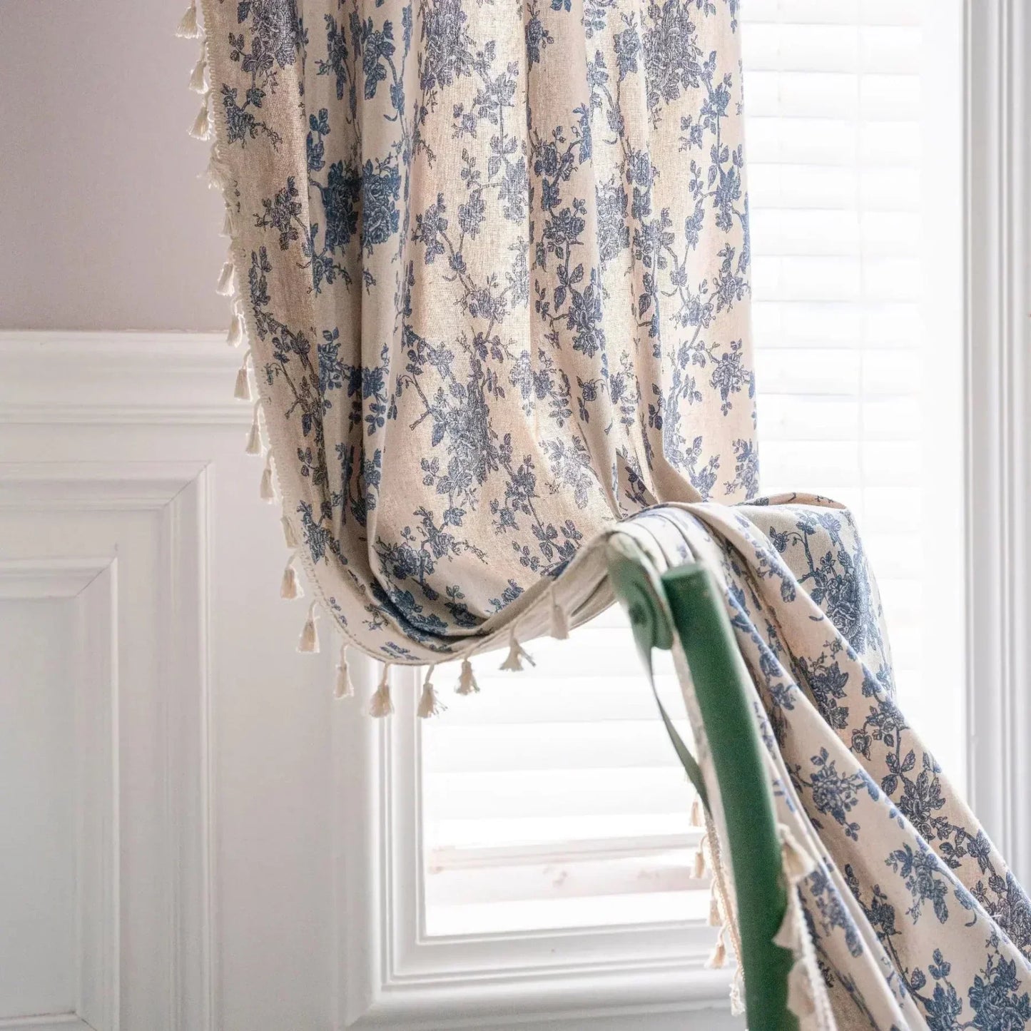 Minimalist Boho Curtains Made from Linen-Polyester with Hand-Stitched Details – Light Filtering and Machine Washable