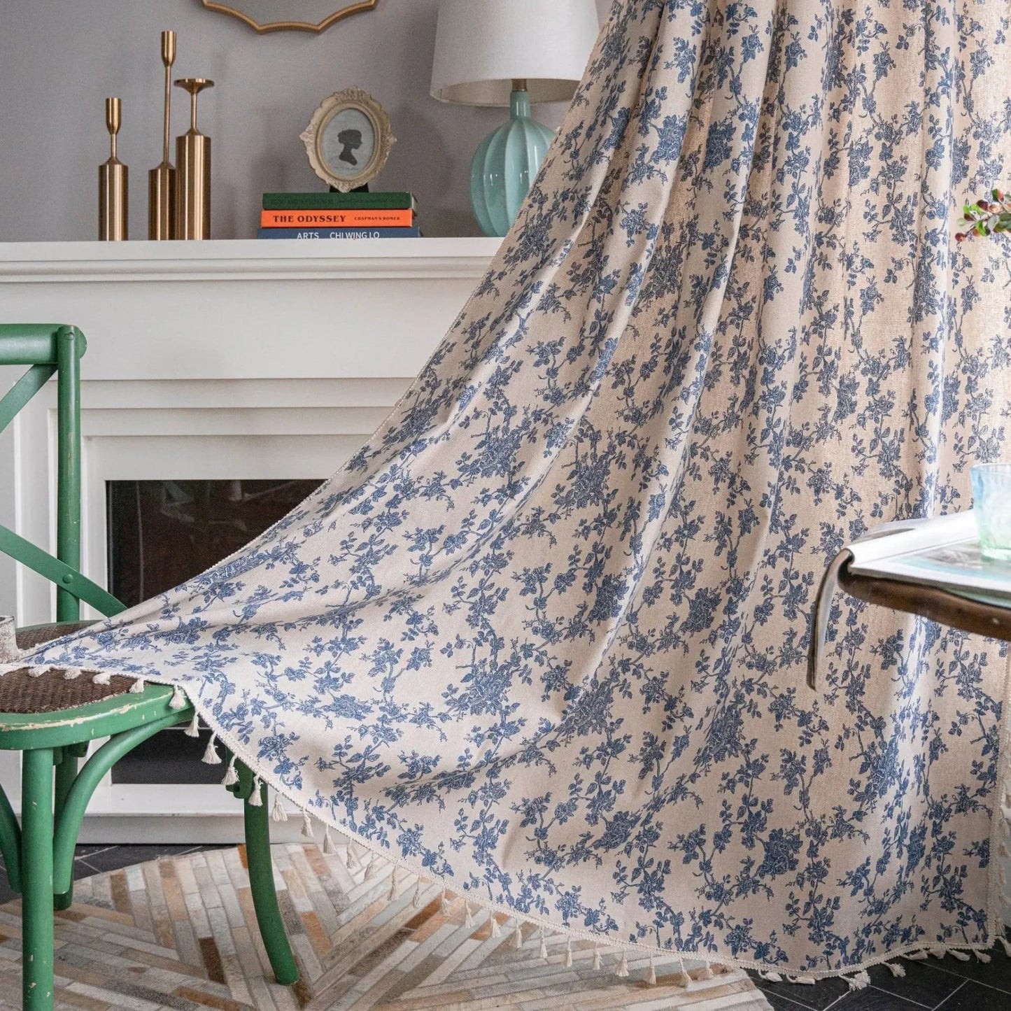Minimalist Boho Curtains Made from Linen-Polyester with Hand-Stitched Details – Light Filtering and Machine Washable