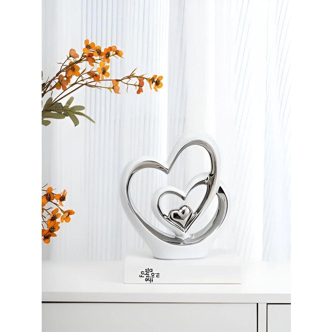 Variant image for Elegant Porcelain Double Heart Decoration – Timeless Symbol of Love for Home Décor and Room Decor-2