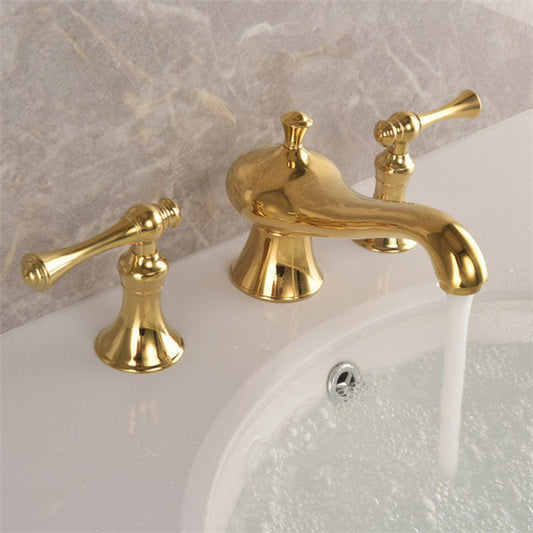 Antique 3-Hole Basin Tap with Widespread Installation – Unique Design in Gold or Silver, High-Quality Finish