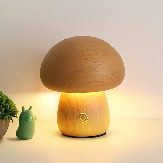 Battery-Operated Night Light with Adjustable Brightness – Enchanting Wooden Night Light for Children's Room and Bedroom
