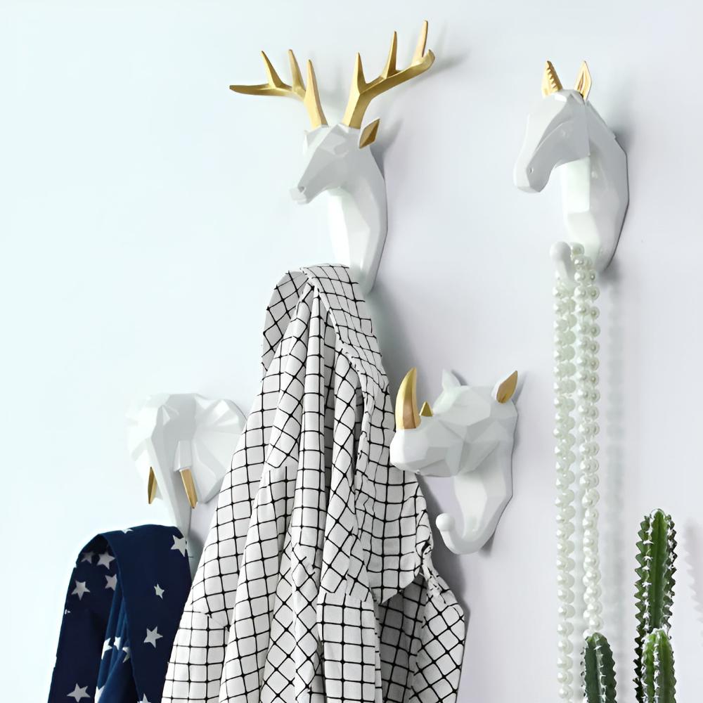 Animal Head Wall-Mounted Key Holder Coat Rack Wall Rack