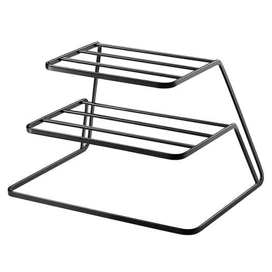 2-Tier Stainless Steel Dish Rack – Space-Saving Organiser for Plates and Bowls in Black or White
