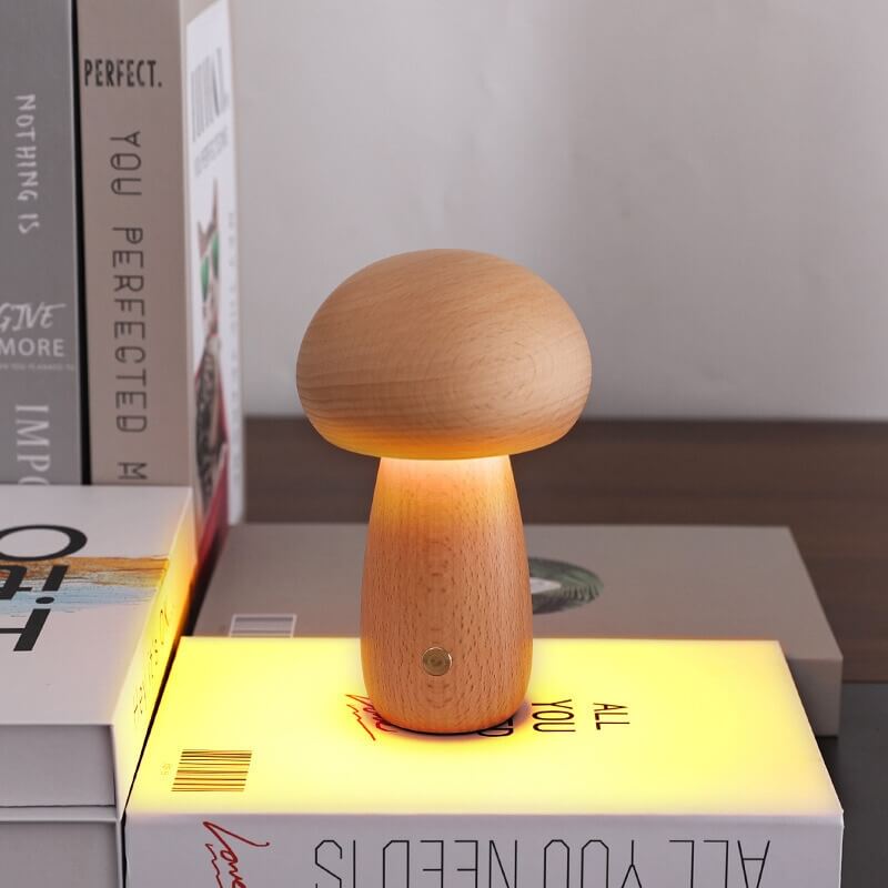 Battery-Operated Night Light with Adjustable Brightness – Enchanting Wooden Night Light for Children's Room and Bedroom
