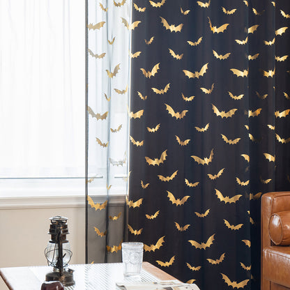Transparent Polyester Curtains with Bat Pattern – Lightweight and Modern for Bedroom and Living Room