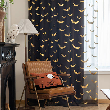Transparent Polyester Curtains with Bat Pattern – Lightweight and Modern for Bedroom and Living Room