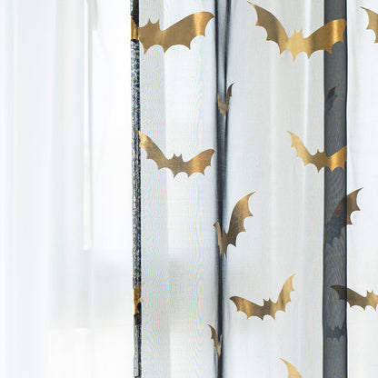 Transparent Polyester Curtains with Bat Pattern – Lightweight and Modern for Bedroom and Living Room