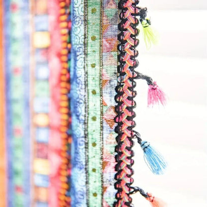 Colourful Tassel Curtains with Light Filtering for Boho Chic Interior – Durable and Machine Washable
