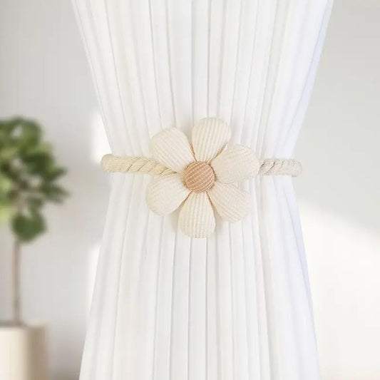Elegant Magnetic Curtain Tie with Floral Design – 2-Piece Set of Durable Microfibre Blend for Easy Attachment