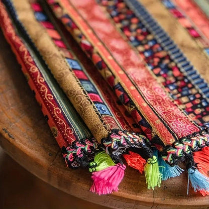 Colourful Tassel Curtains with Light Filtering for Boho Chic Interior – Durable and Machine Washable