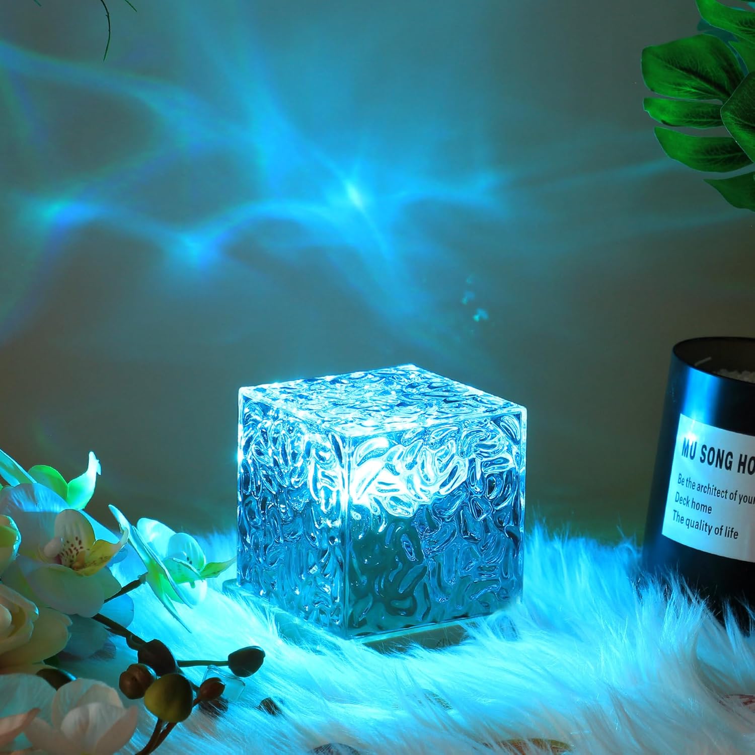 Aurora-Inspired LED Cube Lamp with Wooden Base – 16 Color Options for Stunning Ambient Lighting-2