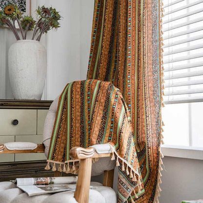 Colourful Tassel Curtains with Light Filtering for Boho Chic Interior – Durable and Machine Washable
