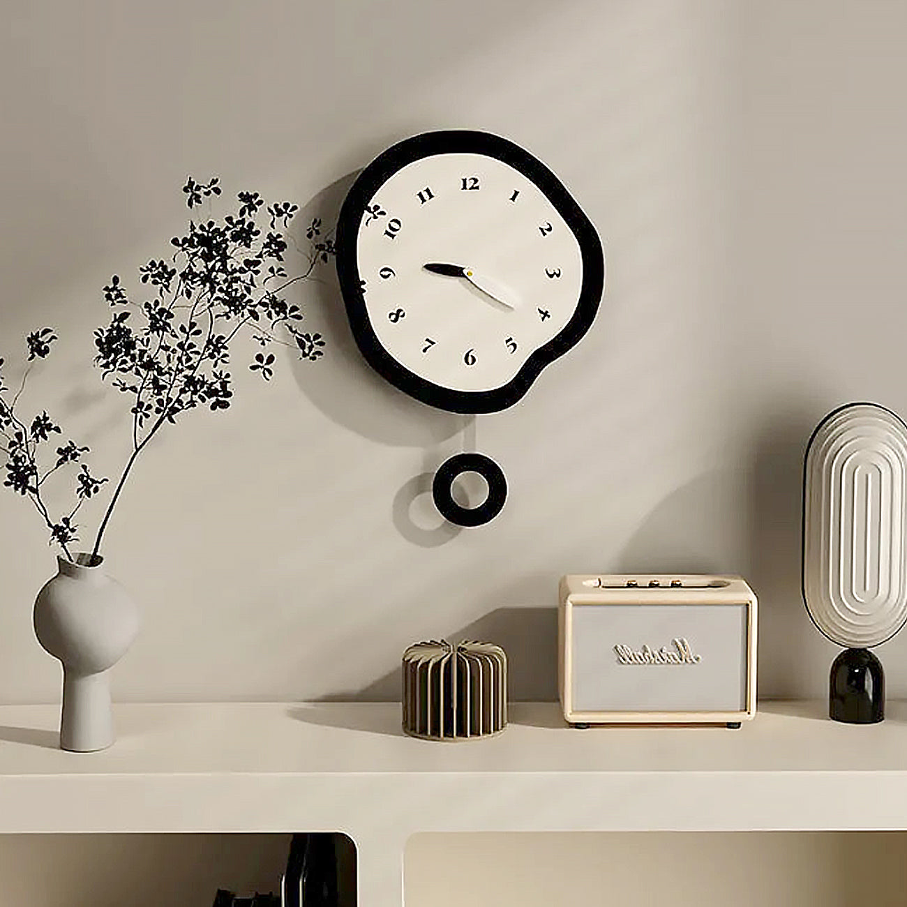 Abstract Silent Wall Clock Large with Modern Design – Stylish Clock for Living Room and Bedroom, Available in Two Sizes