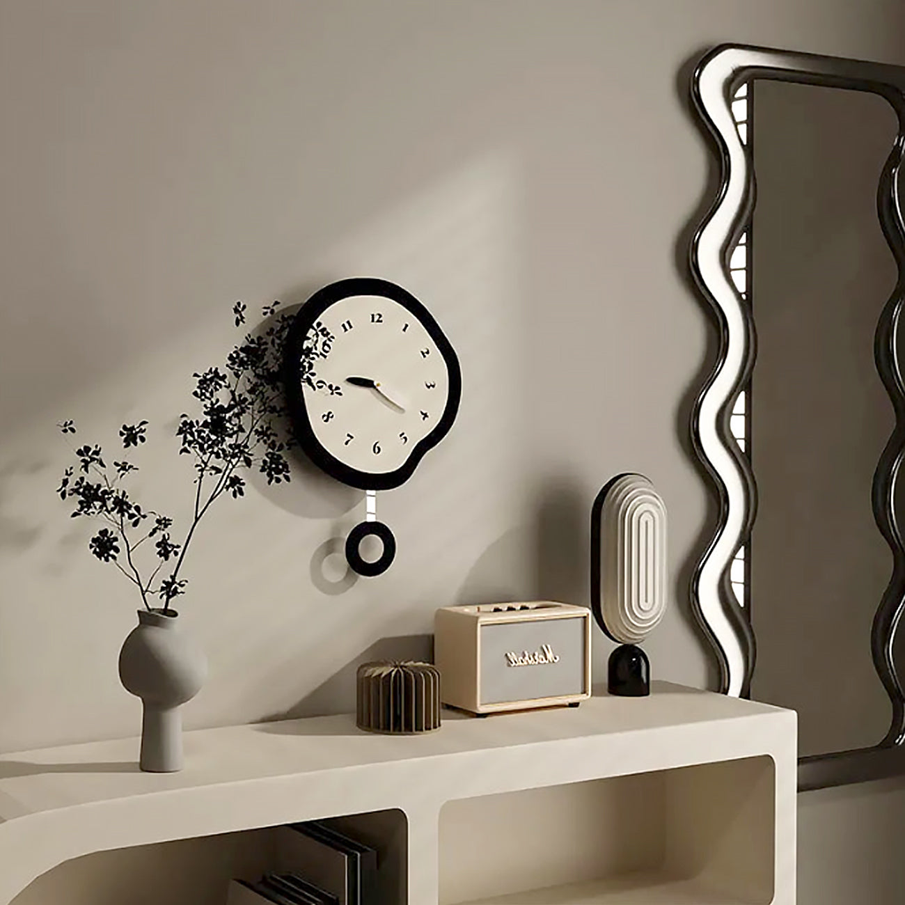 Abstract Silent Wall Clock Large with Modern Design – Stylish Clock for Living Room and Bedroom, Available in Two Sizes