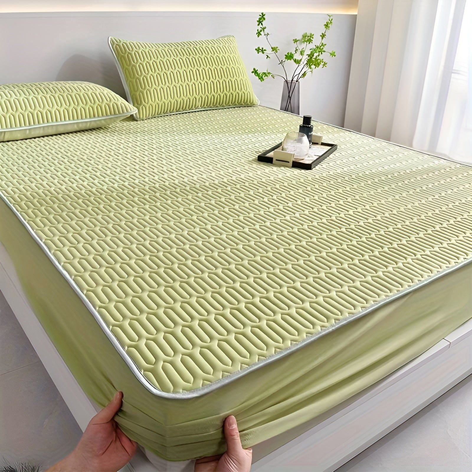 Ultra-Soft Cooling Latex Mattress Set with Breathable Pillow Covers for Refreshing Sleep-4