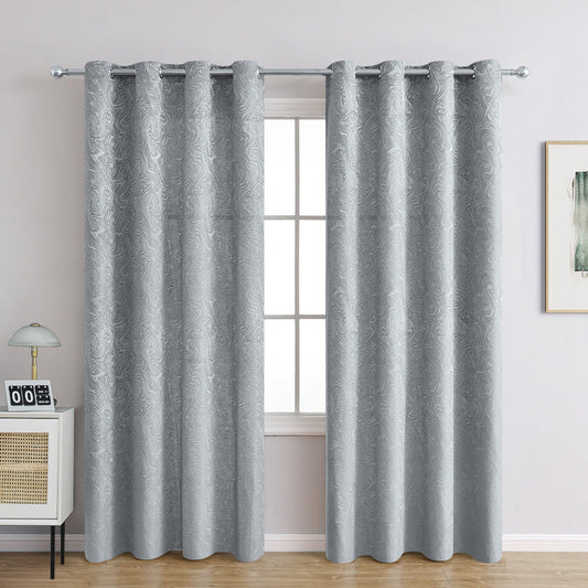 Blackout Curtains Ready-Made - Modern Polyester in Grey, Blue and Green for Bedroom and Living Room