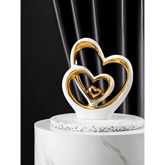 Elegant Porcelain Double Heart Decoration – Timeless Symbol of Love for Home Décor and Room Decor-1