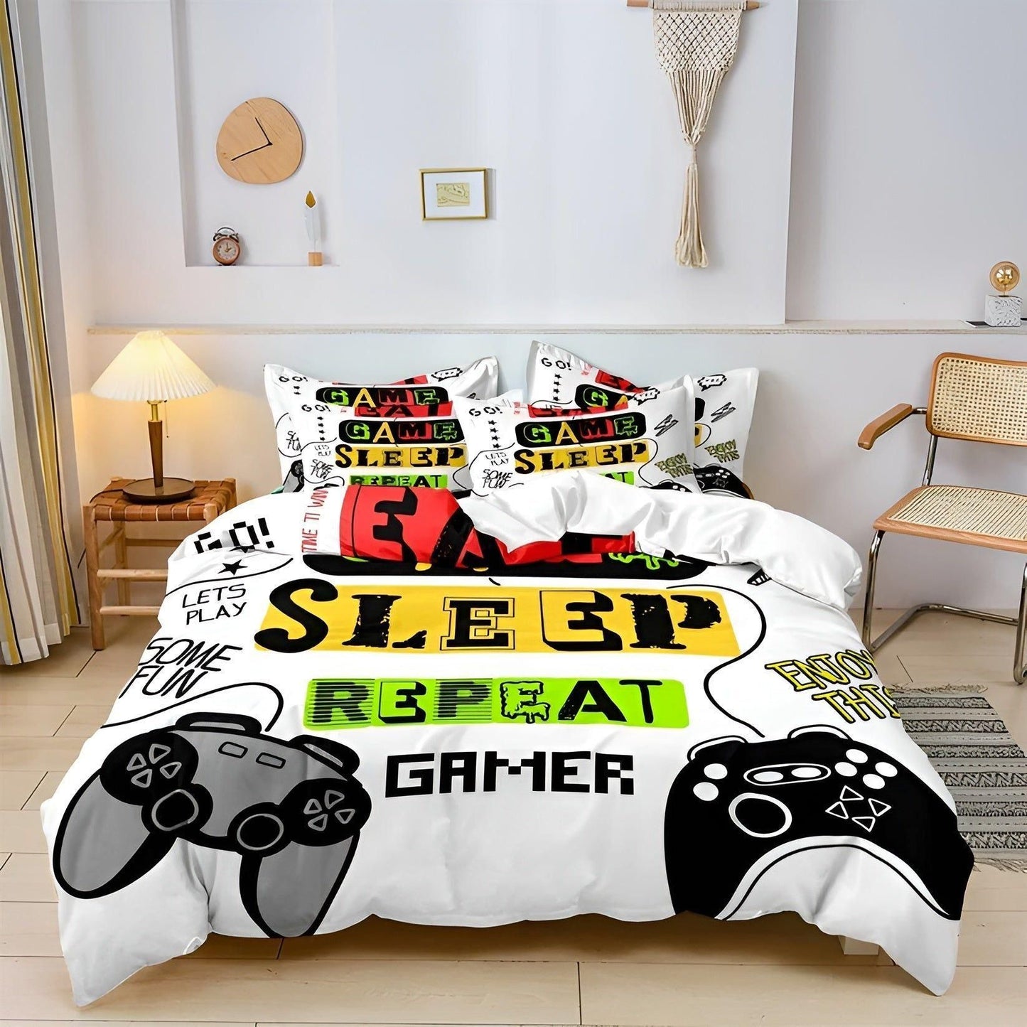 Colorful Gamepad Bedding Set for Kids – Soft Microfiber Duvet Cover with Zipper Closure, Includes 1 Bed Cover and 1-2 Pillowcases-3
