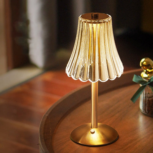 Elegant Golden Crystal Table Lamp - Cordless Touch Control Battery Operated Bedside Lamp for Living Room Ambiance-1