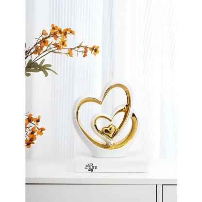 Elegant Porcelain Double Heart Decoration – Timeless Symbol of Love for Home Décor and Room Decor-4