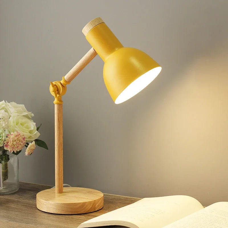 Colorful Wooden Table Lamp with Adjustable Joint – Nordic Style Bedside Lamp for Living Room and Desk-4