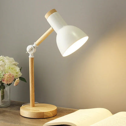 Variant image for Colorful Wooden Table Lamp with Adjustable Joint – Nordic Style Bedside Lamp for Living Room and Desk-7