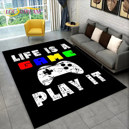 3D Cartoon Gamer Rug - Ultra-Soft Multicolour Carpet with Non-Slip Backing for Children and Gaming Spaces 120x160 cm