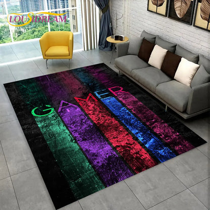 3D Cartoon Gamer Rug - Ultra-Soft Multicolour Carpet with Non-Slip Backing for Children and Gaming Spaces 120x160 cm