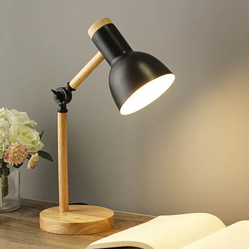 Variant image for Colorful Wooden Table Lamp with Adjustable Joint – Nordic Style Bedside Lamp for Living Room and Desk-13