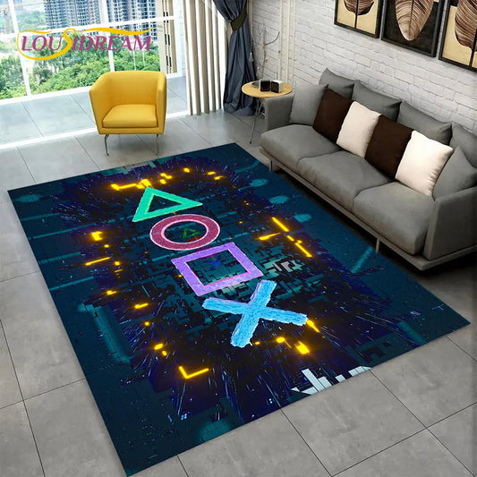 3D Cartoon Gamer Rug - Ultra-Soft Multicolour Carpet with Non-Slip Backing for Children and Gaming Spaces 120x160 cm