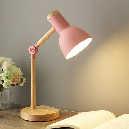 Variant image for Colorful Wooden Table Lamp with Adjustable Joint – Nordic Style Bedside Lamp for Living Room and Desk-4