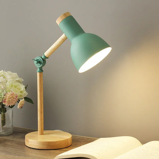 Colorful Wooden Table Lamp with Adjustable Joint – Nordic Style Bedside Lamp for Living Room and Desk-1