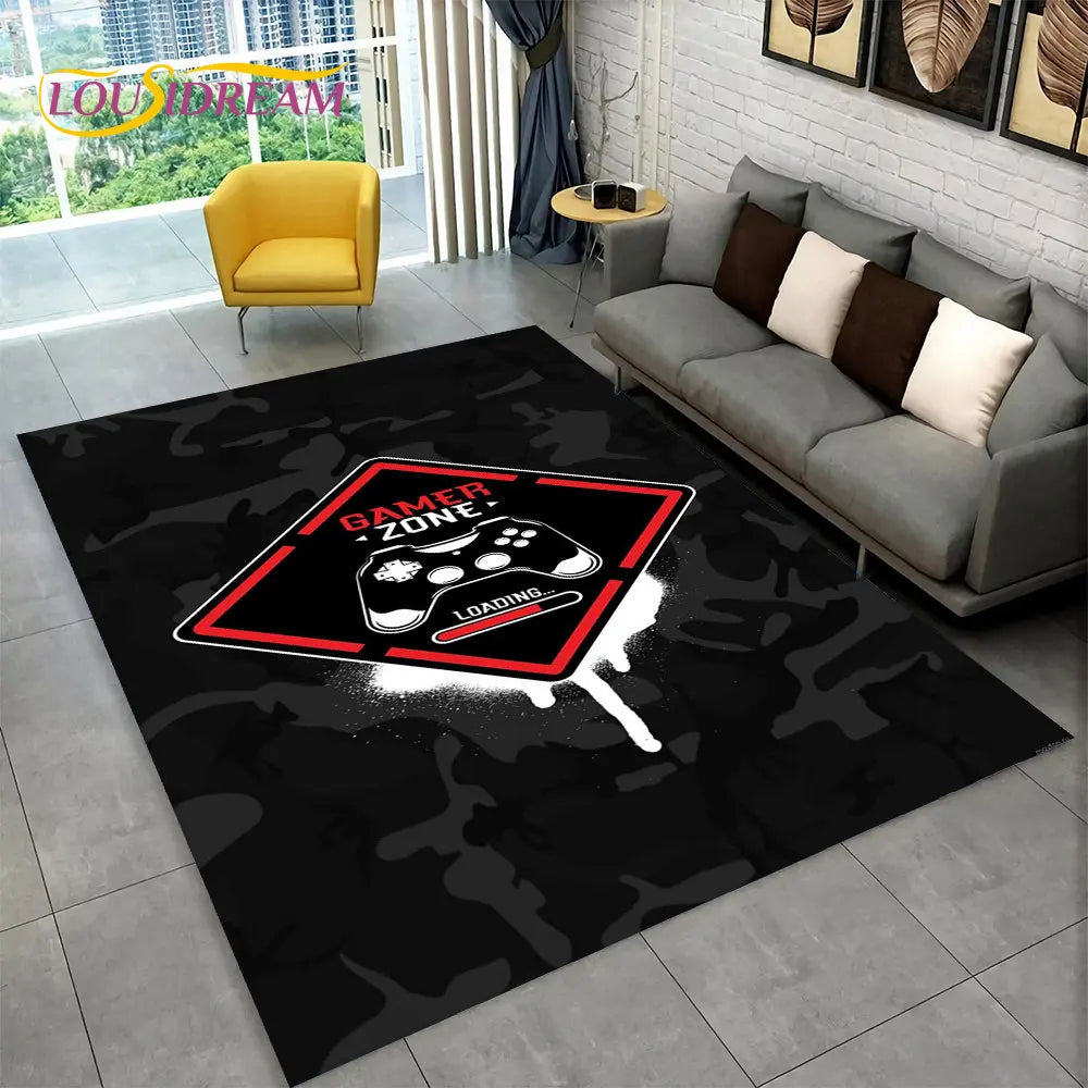 3D Cartoon Gamer Rug - Ultra-Soft Multicolour Carpet with Non-Slip Backing for Children and Gaming Spaces 120x160 cm