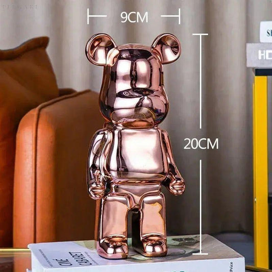 Nordic Shimmering Bear Statue – Elegant Ceramic Home and Office Decor, Anime-Inspired Design-1