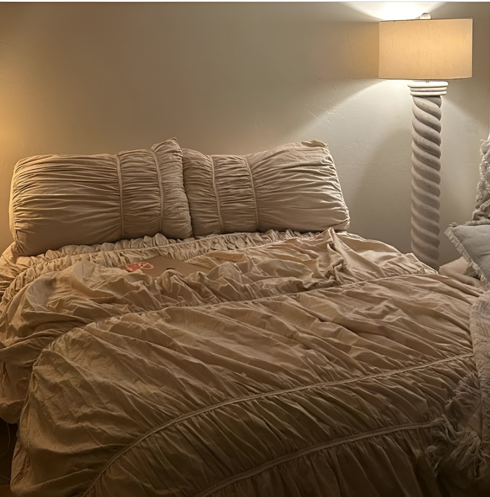 Beige Bedding Set – 100% Washed Cotton Bed Set with Pillowcases and Sheet, Durable and Easy Care for Modern Bedrooms-2