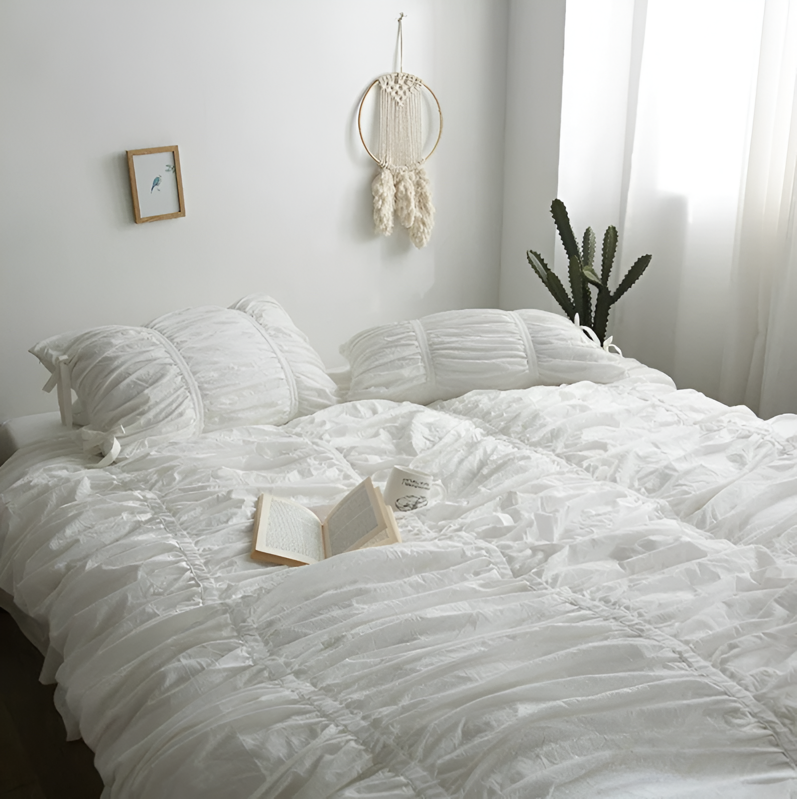 Beige Bedding Set – 100% Washed Cotton Bed Set with Pillowcases and Sheet, Durable and Easy Care for Modern Bedrooms-6